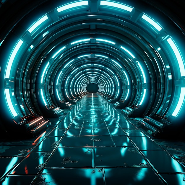 Foto fundo do túnel com luzes de neon