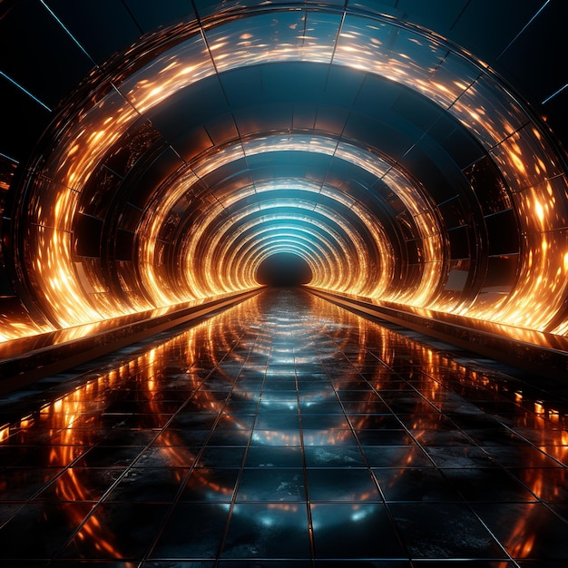 fundo do túnel com luzes de neon