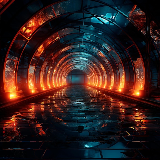 fundo do túnel com luzes de neon