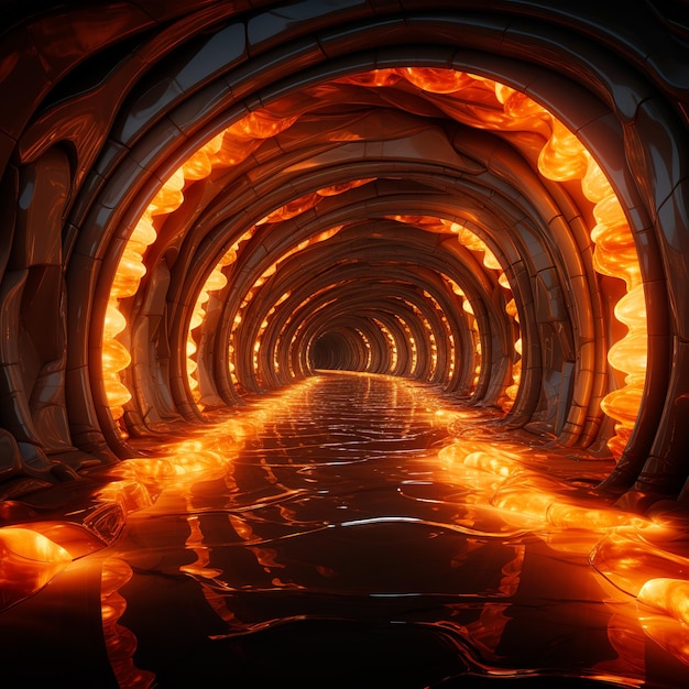fundo do túnel com luzes de neon