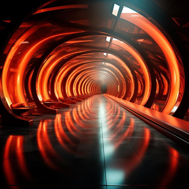 fundo do túnel com luzes de neon