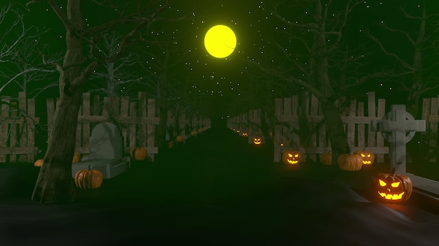 Fundo do túnel de abóbora halloaween 3d renderização