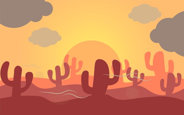 Fundo do vetor do deserto do cacto