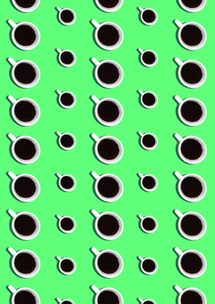Fundo doce. padrão sem emenda com xícaras de café em verde