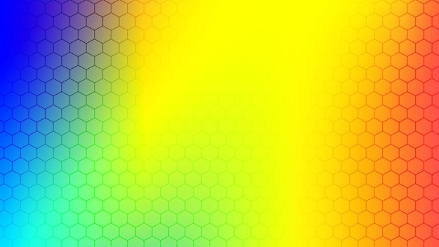 Fundo dos hexágonos do arco-íris com um fundo amarelo