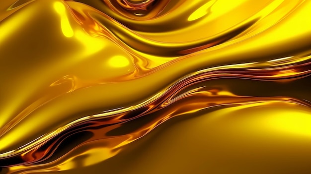 Fundo dourado abstrato com linhas fluidas e curvas Generative ai