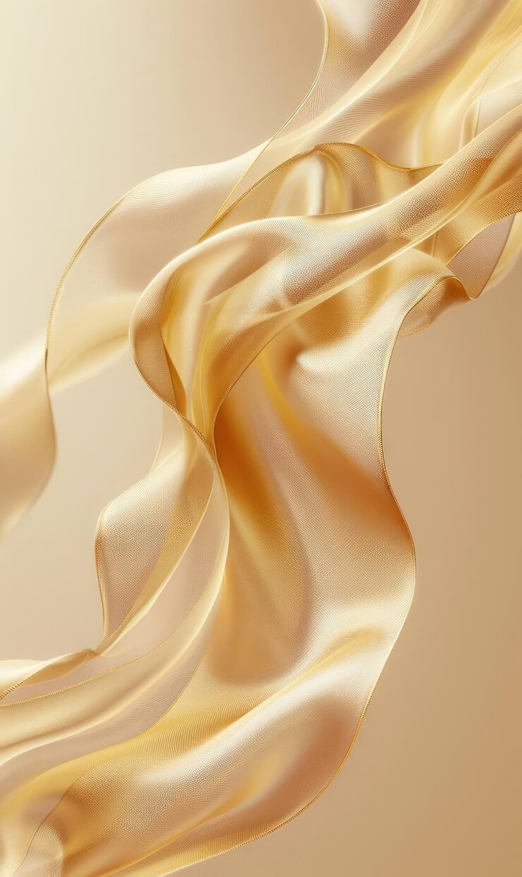 Fundo dourado claro uma fita amarela pálida fluindo