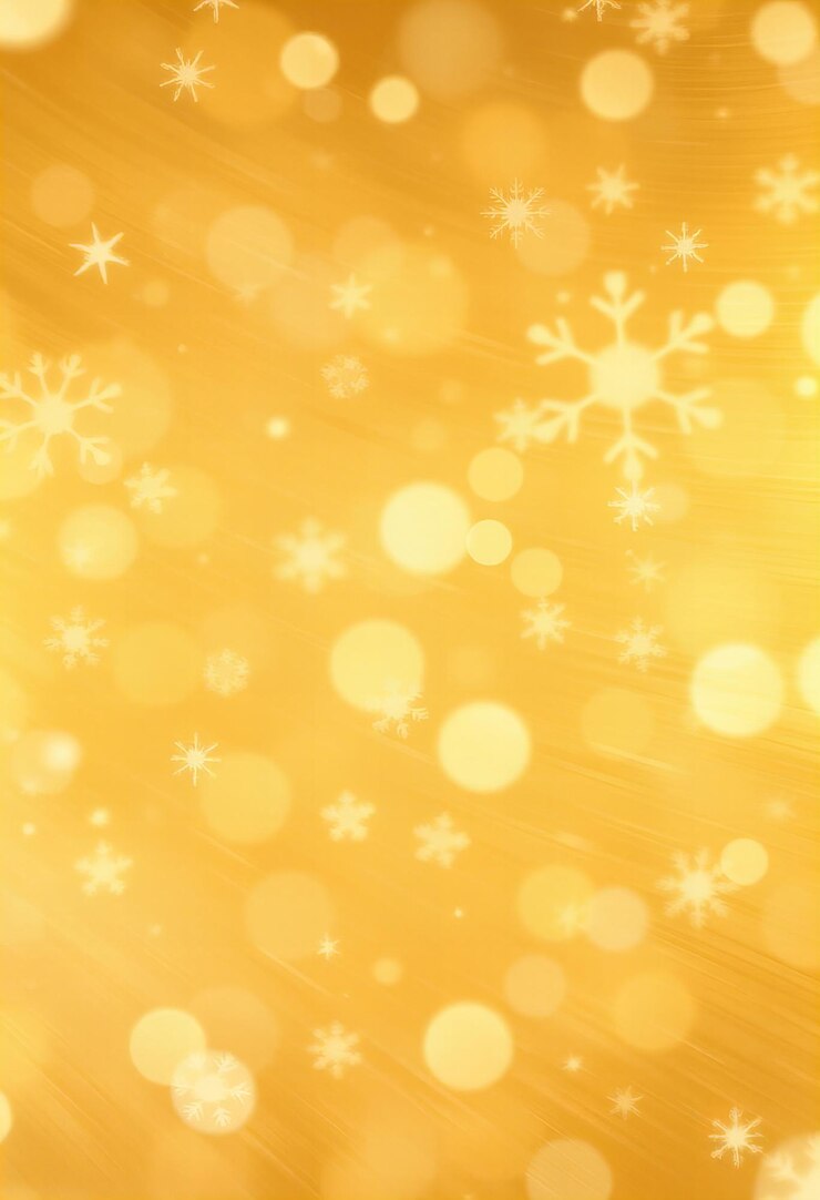 Foto fundo dourado com flocos de neve brancos