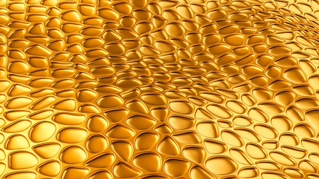Fundo dourado luxuoso com textura de couro. Ilustração 3D, renderização em 3D.