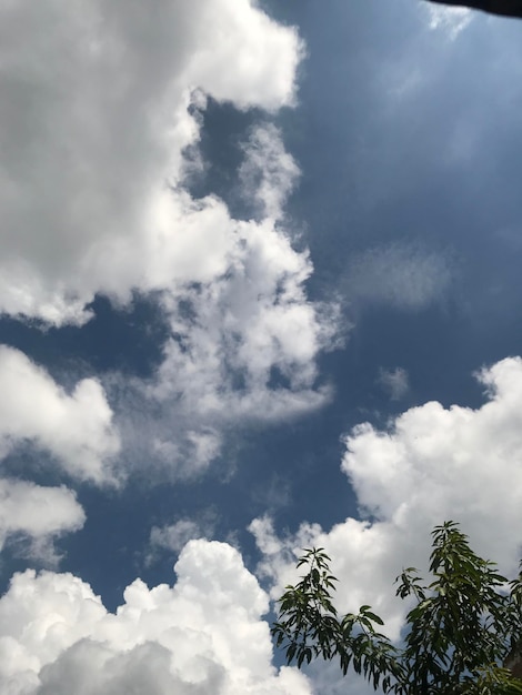 Fundo dramático do céu azul e nublado