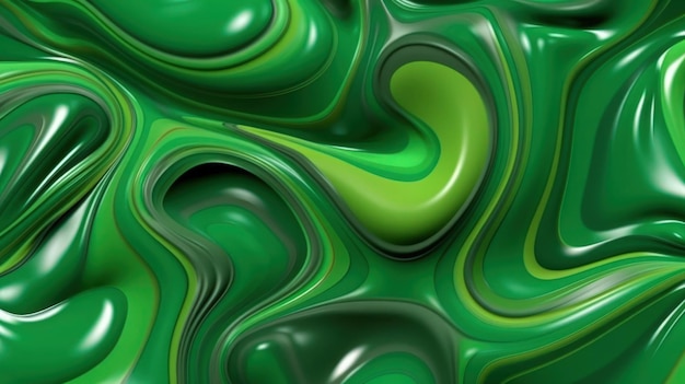 fundo elegante verde com textura plástica derretida onda curva