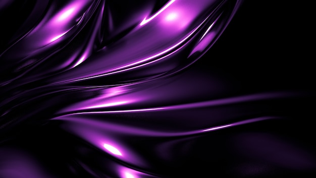 Fundo escuro roxo elegante elegante com pregas, cortinas e redemoinhos. Ilustração 3D, renderização em 3D.