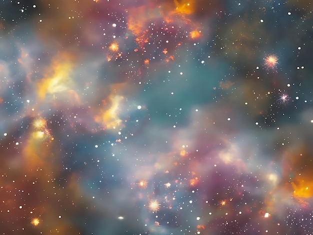 Fundo espacial com poeira estelar e estrelas brilhantes cosmos coloridos realistas com nebulosa e Via Láctea