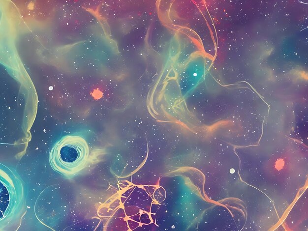 Fundo espacial com poeira estelar e estrelas brilhantes cosmos coloridos realistas com nebulosa e Via Láctea