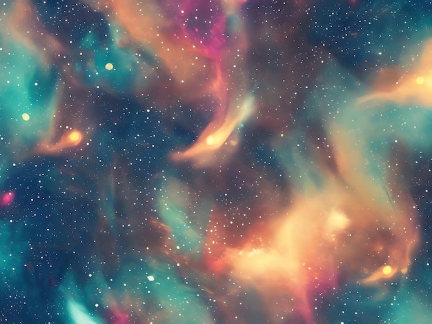 Fundo espacial com poeira estelar e estrelas brilhantes cosmos coloridos realistas com nebulosa e Via Láctea