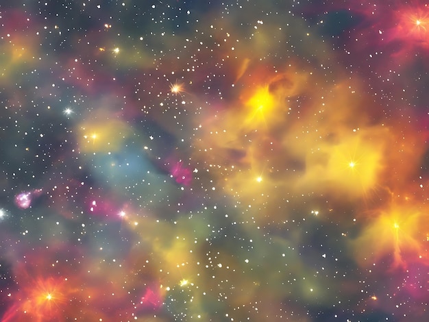 Fundo espacial com poeira estelar e estrelas brilhantes cosmos coloridos realistas com nebulosa e Via Láctea