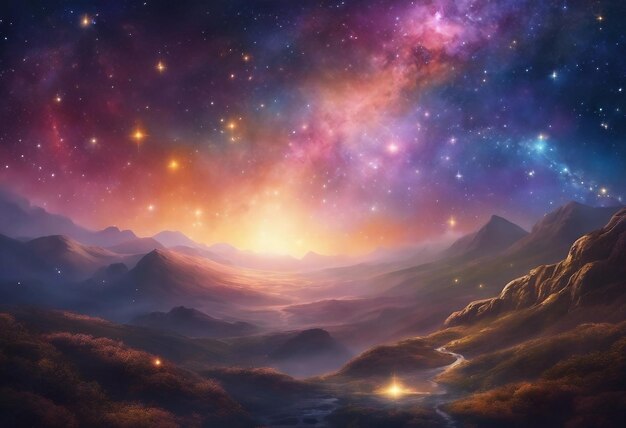 Fundo espacial noite estrelada realista cosmos e estrelas brilhantes Via Láctea Galáxia