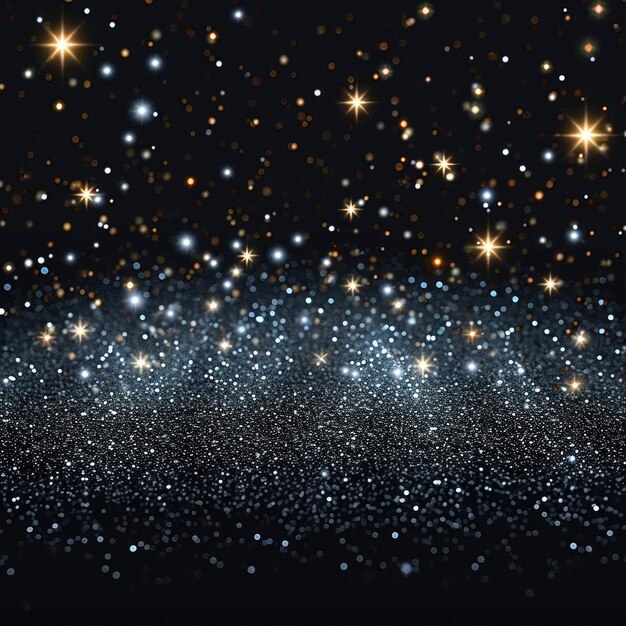 Foto fundo estrelado prateado em preto