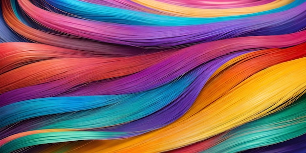 Fundo feito de fios de cabelo colorido Ilustração de fios coloridos Generative AI