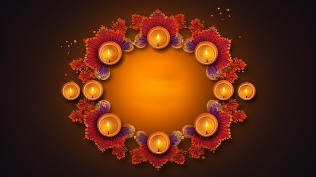 Fundo feliz da celebração de Diwali Vista superior do design do banner decorado com fogos de artifício