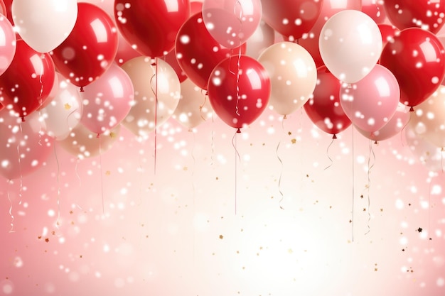 Fundo festivo de celebração com balões de hélio para convite de festa de férias de menina Banner de saudação