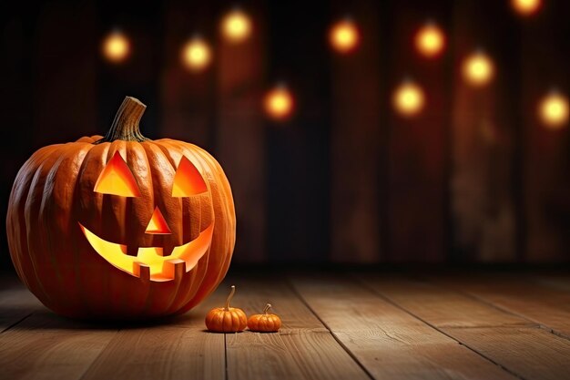 Fundo festivo de Halloween para festa de cartão de convite com abóboras Jack O lantern Generative Ai