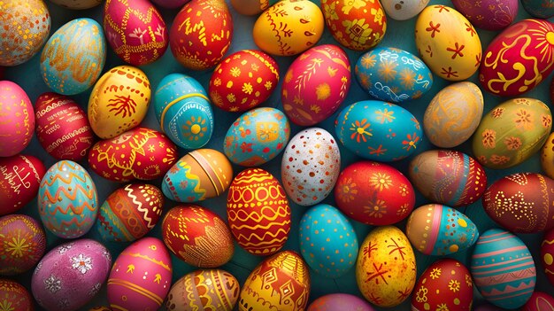 Fundo festivo de ovos de Páscoa coloridos