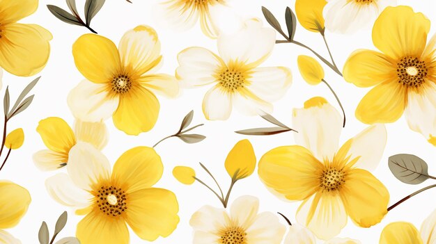 fundo floral amarelo de flores bela impressão para a sua decoração e design generativo ai