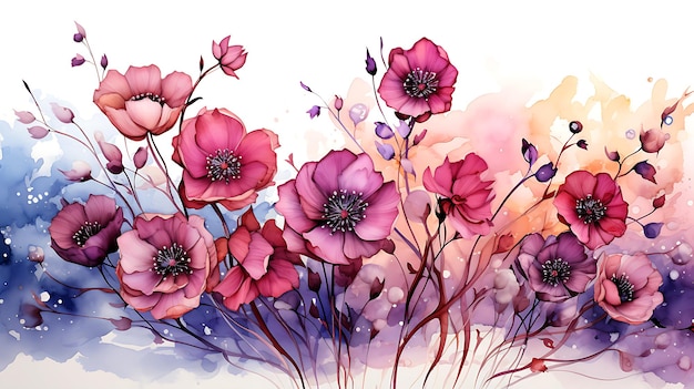 Fundo floral aquarela Cartão comemorativo Modelo de convite de casamento