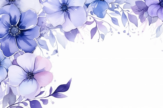 Fundo floral aquarela com espaço vazio Banner com flores fundo branco Ai gerado