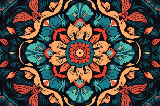 Fundo floral árabe de estilo vintage com decoração de mandala