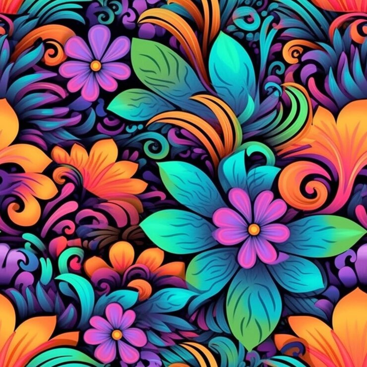 Foto fundo floral colorido com redemoinhos e flores generativas ai