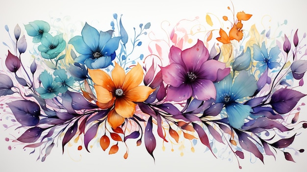 Fundo floral colorido estilo aquarela