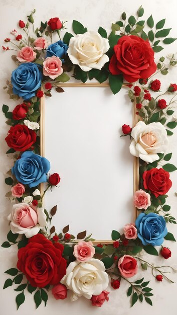 Foto fundo floral com cartão de convite branco em branco