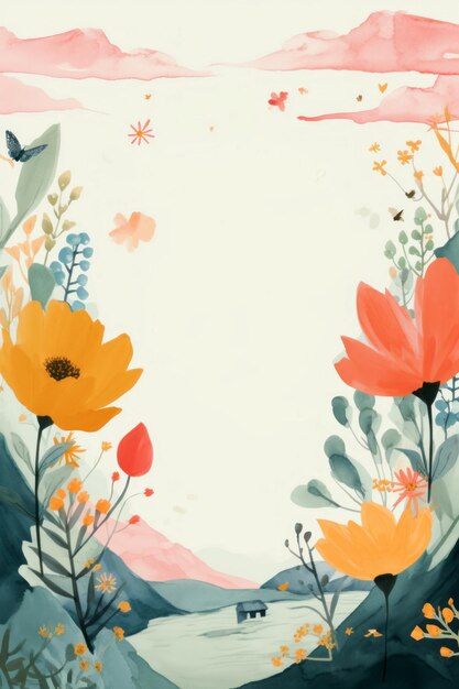 fundo floral de aquarela desenhada à mão convidar casamento flores e folhas coloridas