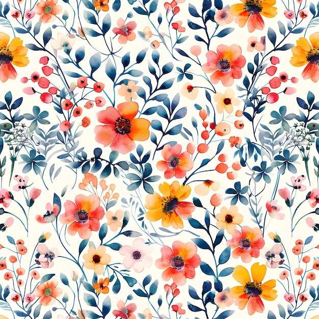 Fundo floral de aquarela vívida