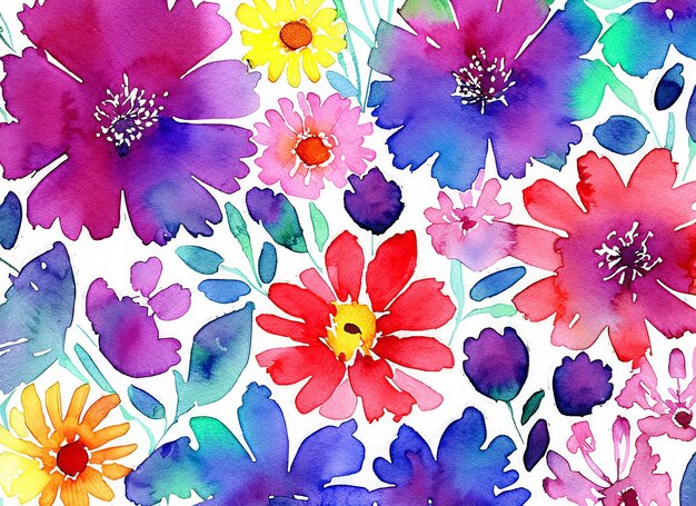 Fundo floral de aquarela