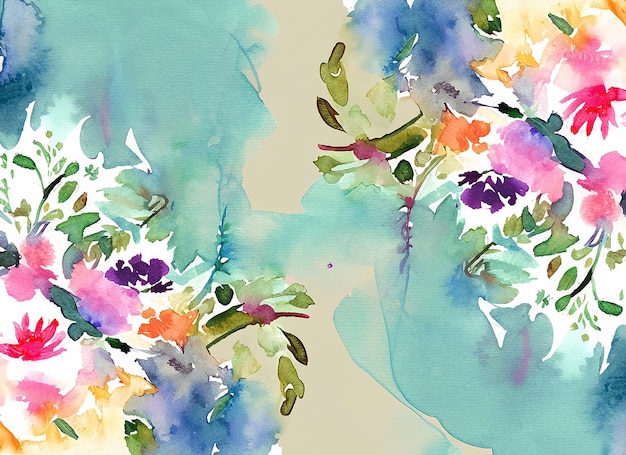 Fundo floral de aquarela