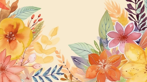 Foto fundo floral em aquarela ilustração ai generativexa