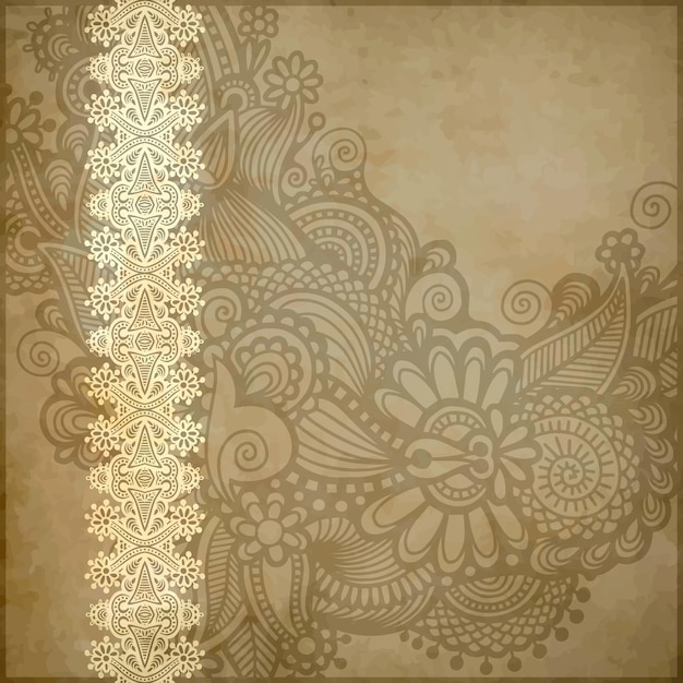 Fundo floral ornamentado com faixa de ornamento