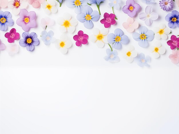Fundo floral pastel com espaço de cópia flores delicadas em uma tela branca