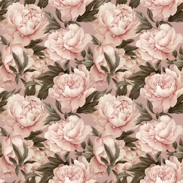 Fundo floral sem costura com flores de peônia