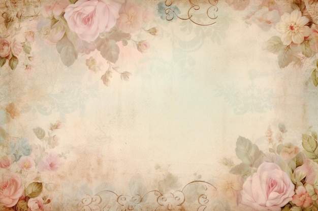 Fundo floral vintage com uma borda floral e a palavra rosas nele.