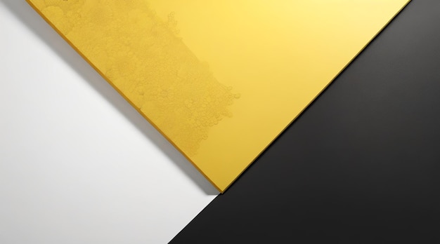 Fundo fotográfico de design moderno de três cores preto, branco e amarelo exuberante ilustração 3d