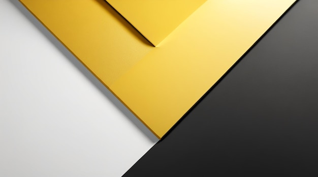 Fundo fotográfico de design moderno de três cores preto, branco e amarelo exuberante ilustração 3d