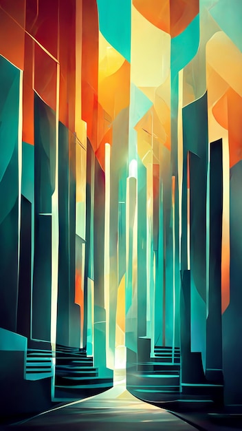 Fundo futurista abstrato com ilustração 3D de efeito de luz brilhante