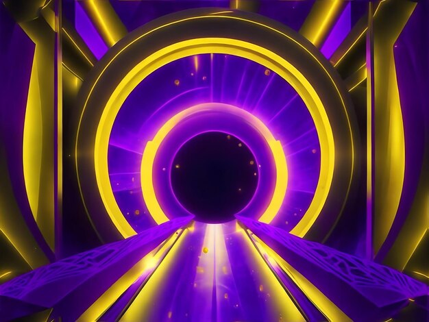Fundo futurista abstrato escuro realista com um círculo de néon