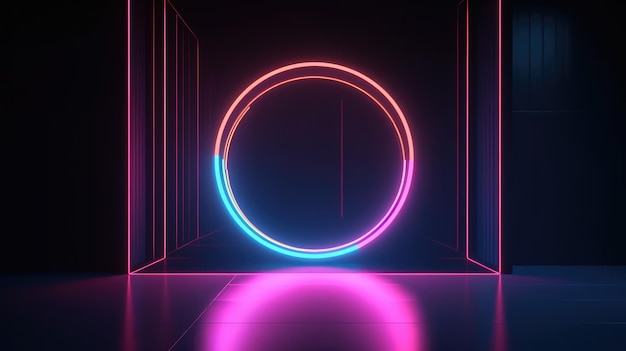 Fundo futurista com formas e luzes neon