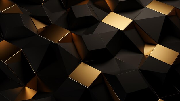 Fundo geométrico 3D dourado e preto