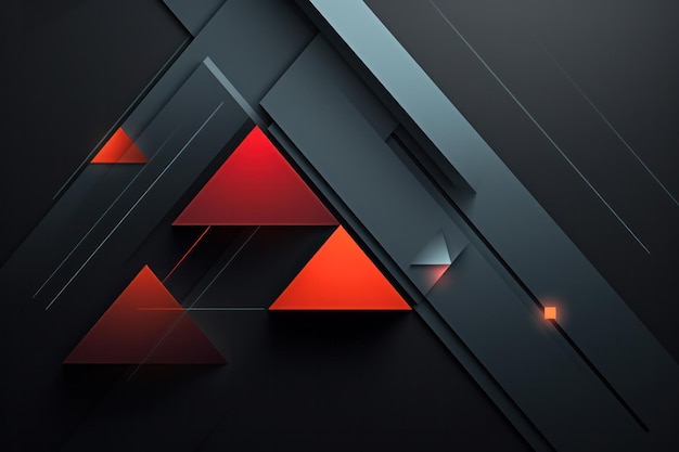 Fundo geométrico abstrato com padrão triangular preto e laranja dinâmico